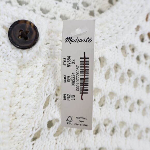 NWT Madewell Open-Stitch Crewneck Cardigan Sweater In Lighthouse Ivory Size XS - Picture 10 of 10